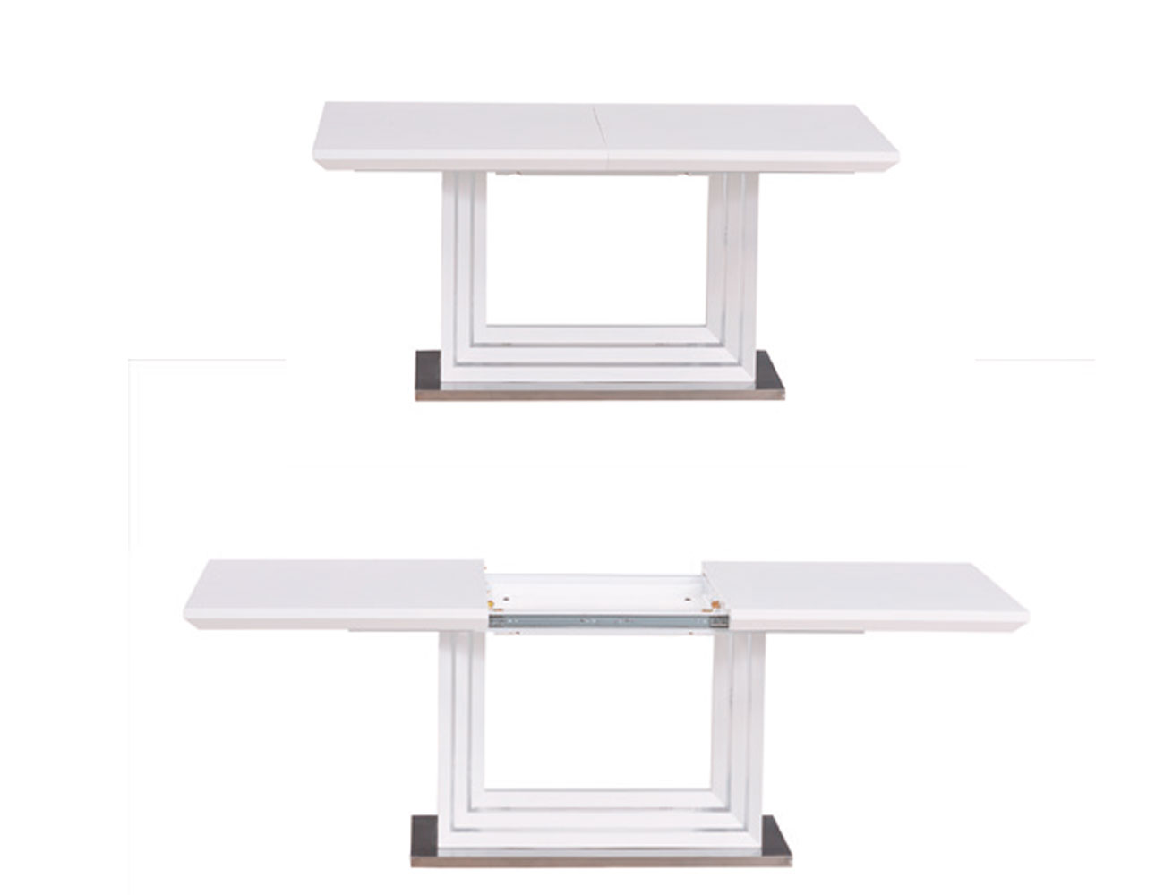 Mesa de comedor lacada en blanco alto brillo extensible de 160/220 cm