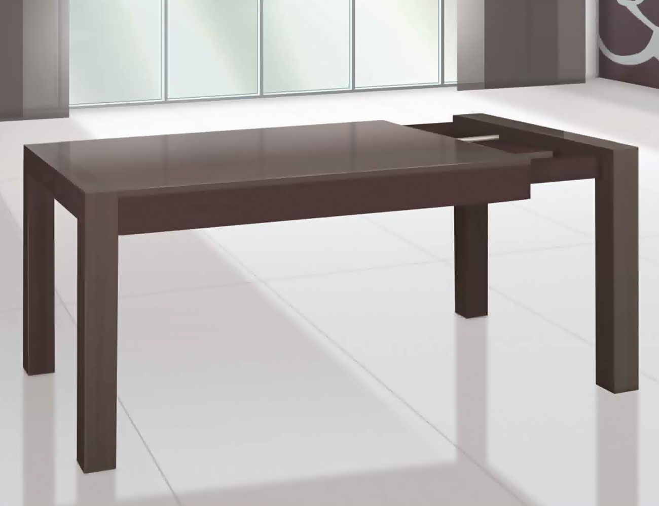 Mesa comedor extensible con carro metálico en madera (18863) | Factory